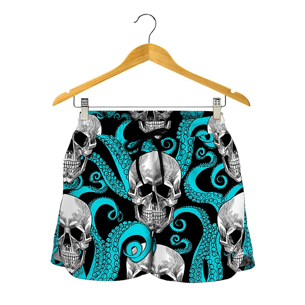 Octopus Tentacles Skull Pattern Print Women's Shorts
