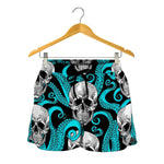 Octopus Tentacles Skull Pattern Print Women's Shorts