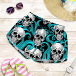 Octopus Tentacles Skull Pattern Print Women's Shorts