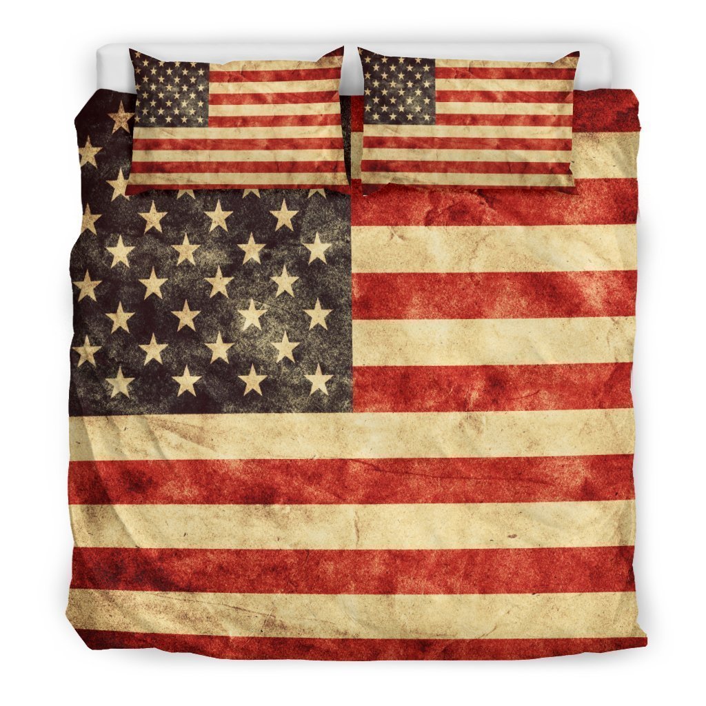 Old American Flag Patriotic Duvet Cover Bedding Set GearFrost