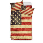 Old American Flag Patriotic Duvet Cover Bedding Set GearFrost