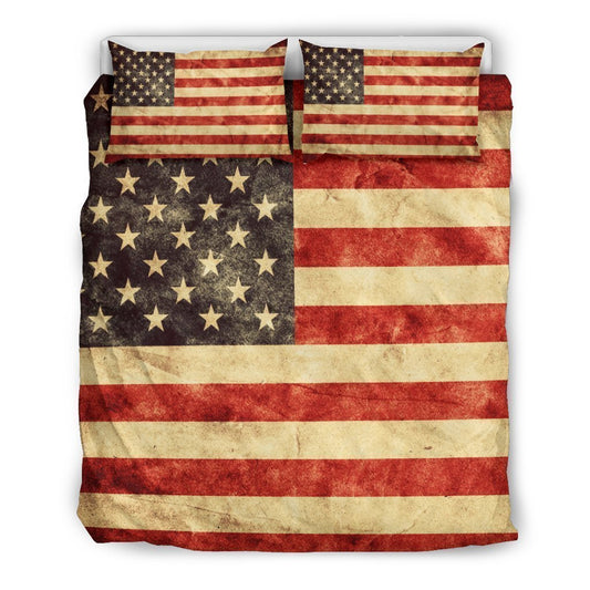 Old American Flag Patriotic Duvet Cover Bedding Set GearFrost