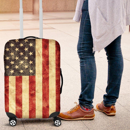 Old American Flag Patriotic Luggage Cover GearFrost