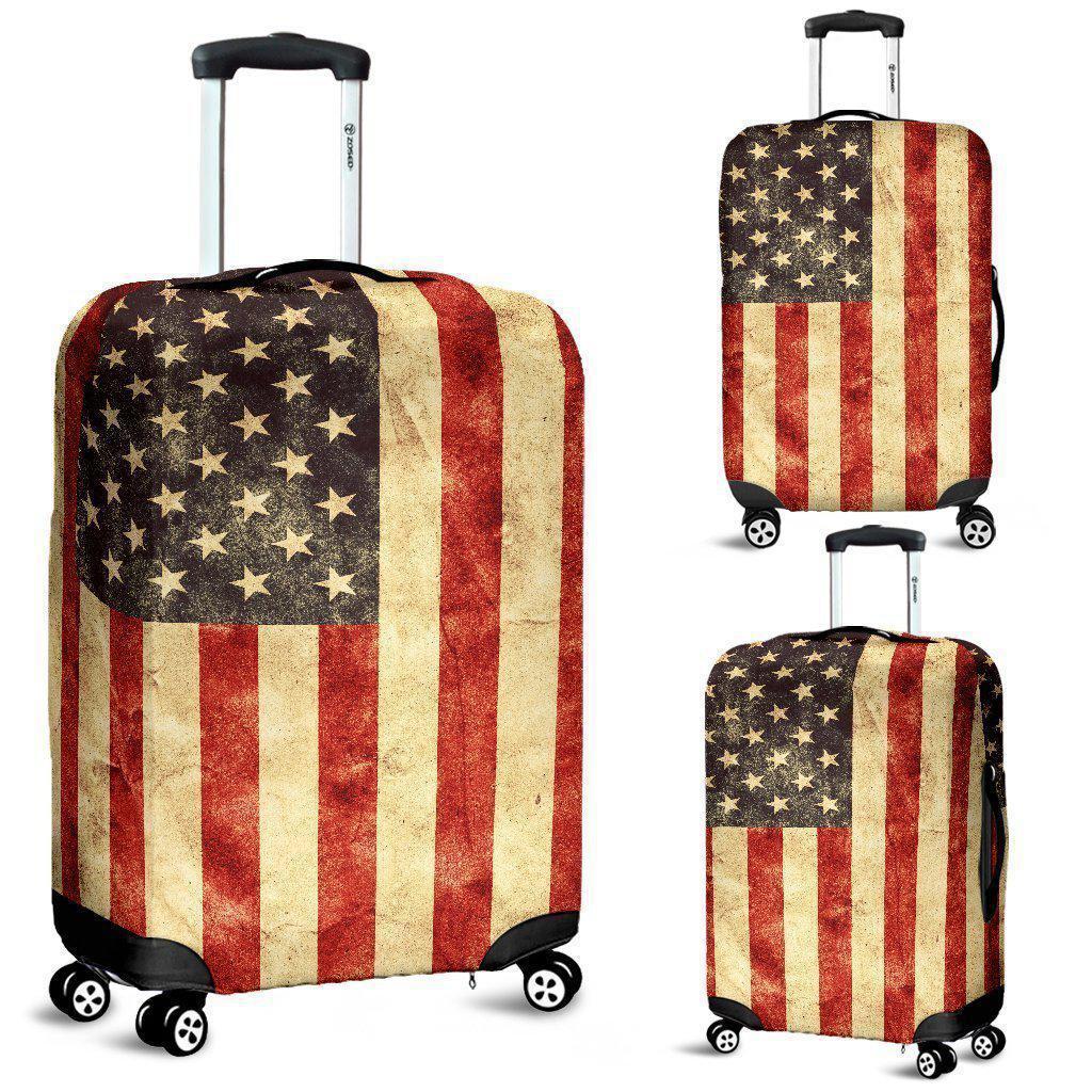 Old American Flag Patriotic Luggage Cover GearFrost