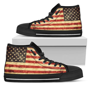 Old American Flag Patriotic Men's High Top Shoes GearFrost