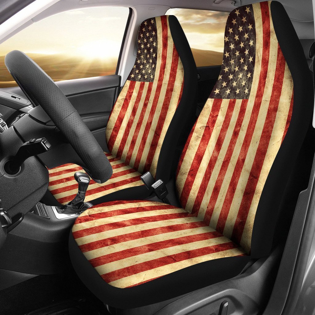 Old American Flag Patriotic Universal Fit Car Seat Covers GearFrost