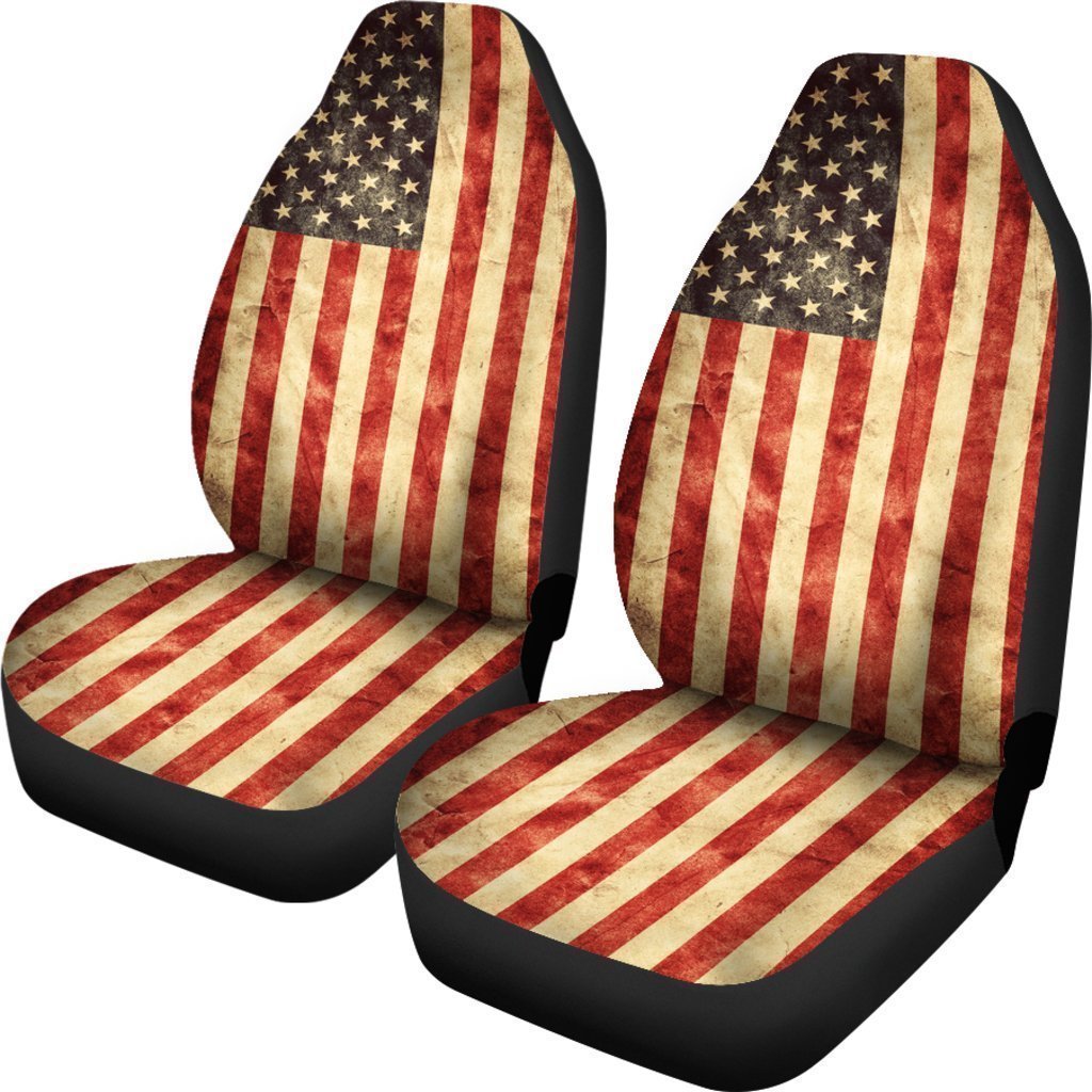 Old American Flag Patriotic Universal Fit Car Seat Covers GearFrost