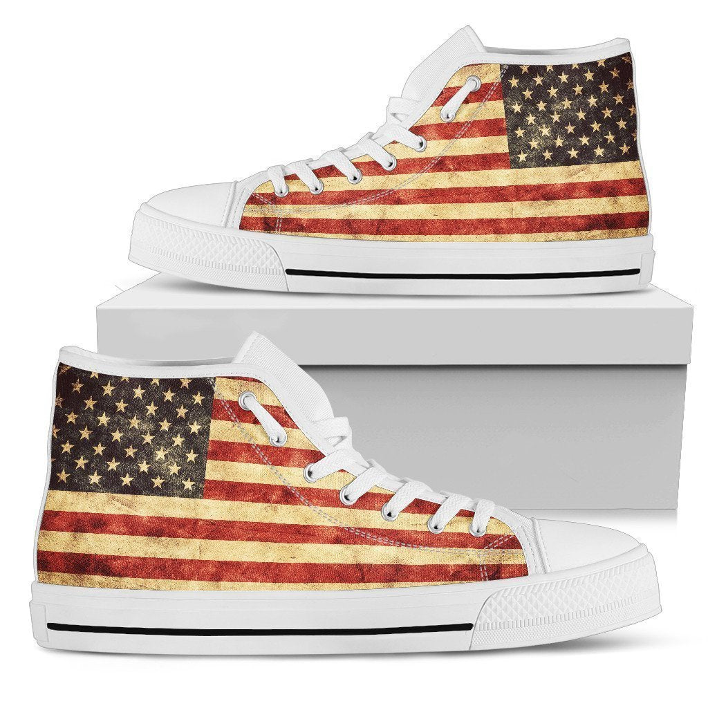 Old American Flag Patriotic Women's High Top Shoes GearFrost