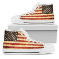 Old American Flag Patriotic White High Top Sneakers