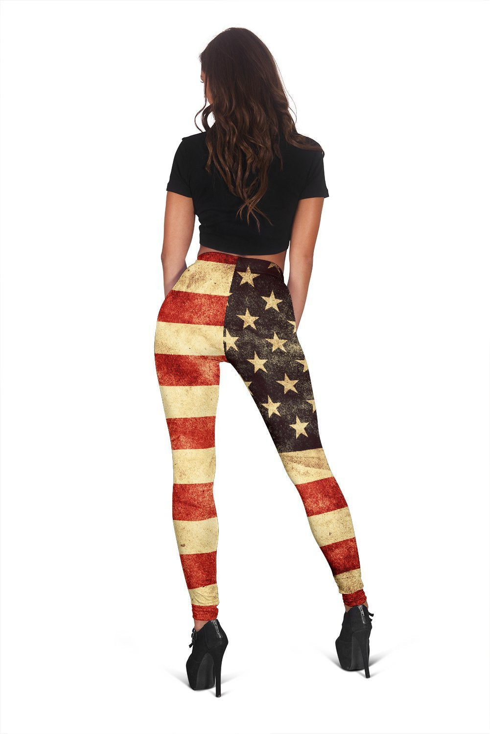 Old American Flag Patriotic Women's Leggings GearFrost