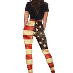 Old American Flag Patriotic Women's Leggings GearFrost
