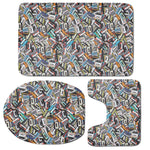 Old Cassette Tape Print 3 Piece Bath Mat Set