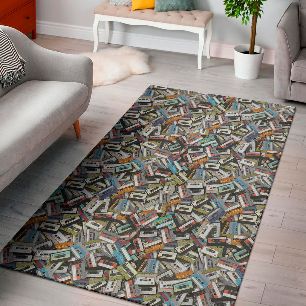 Old Cassette Tape Print Area Rug