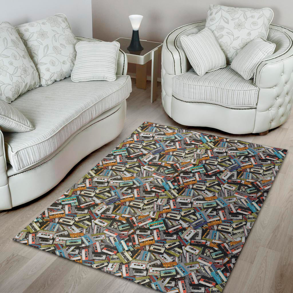 Old Cassette Tape Print Area Rug