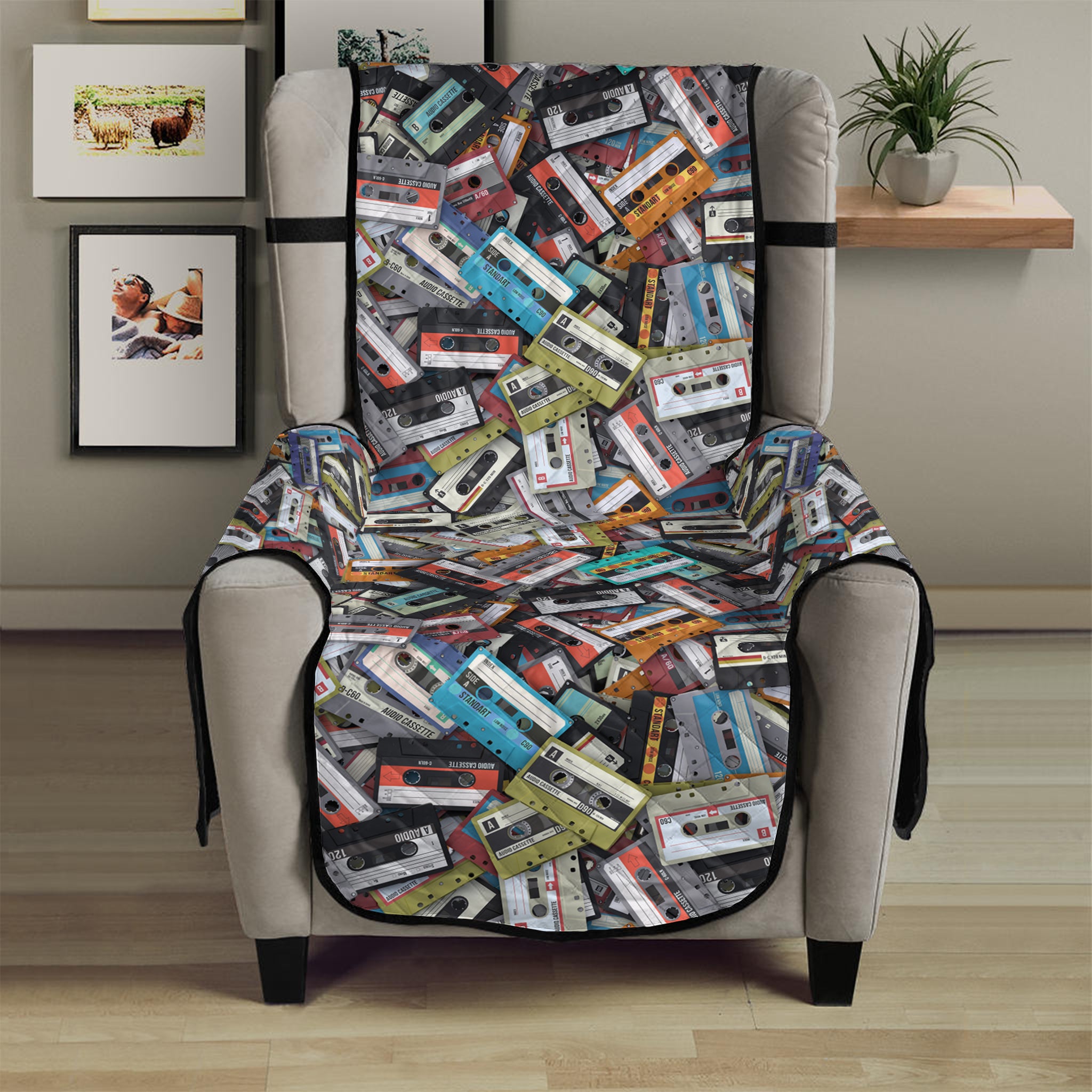 Old Cassette Tape Print Armchair Protector