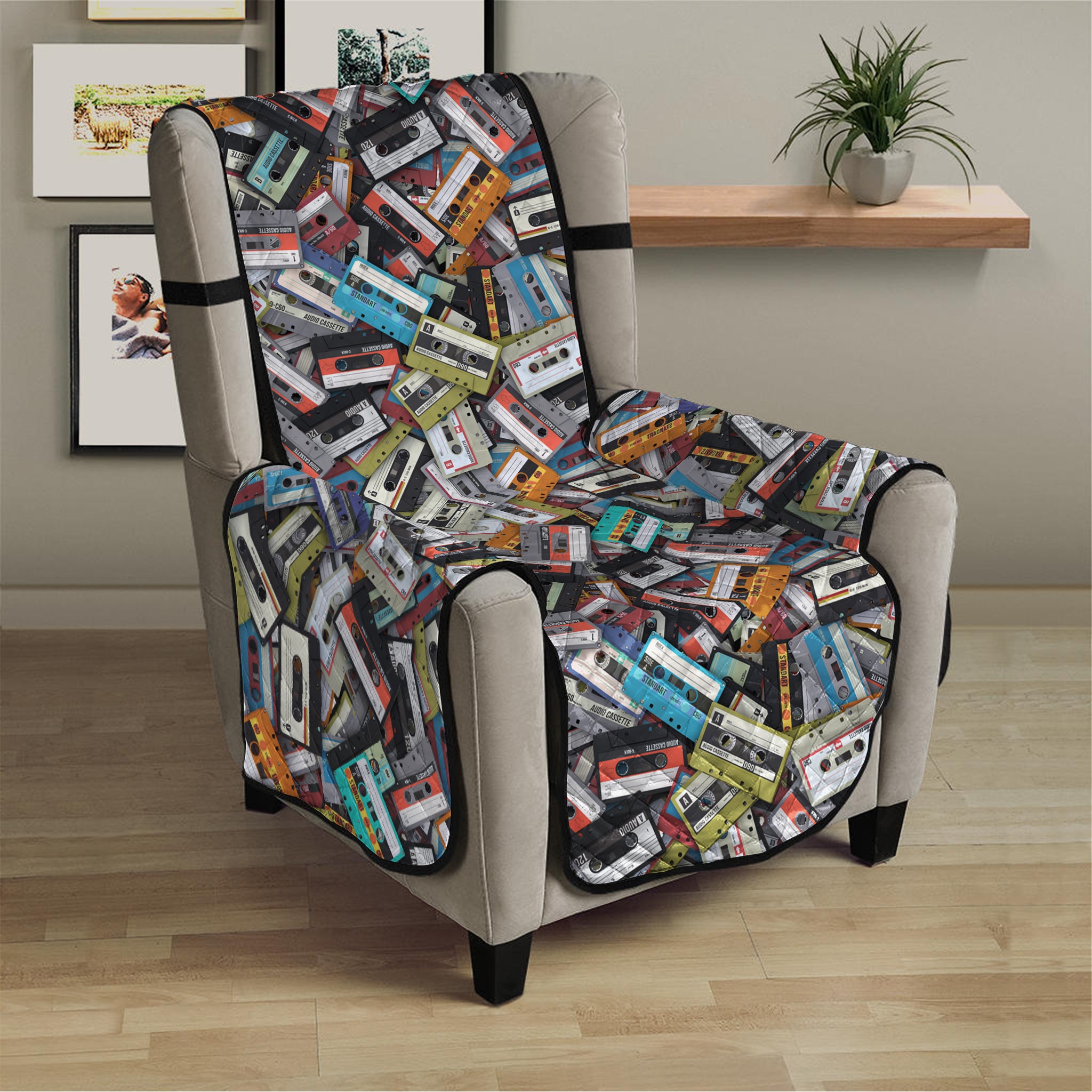 Old Cassette Tape Print Armchair Protector