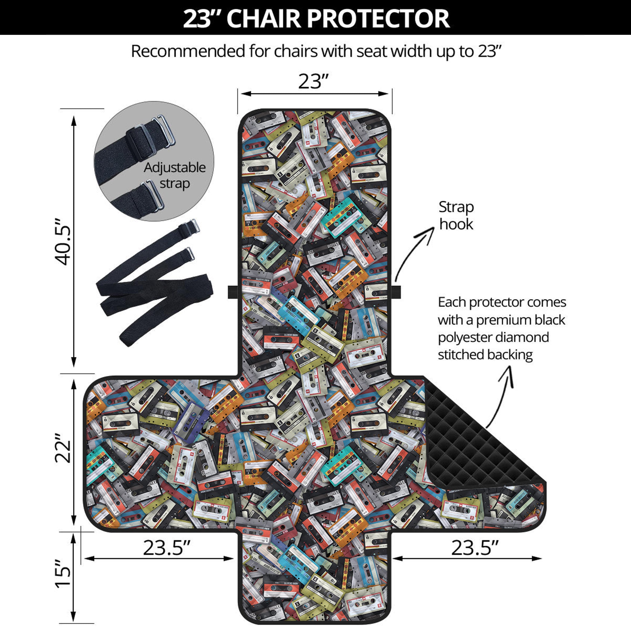 Old Cassette Tape Print Armchair Protector