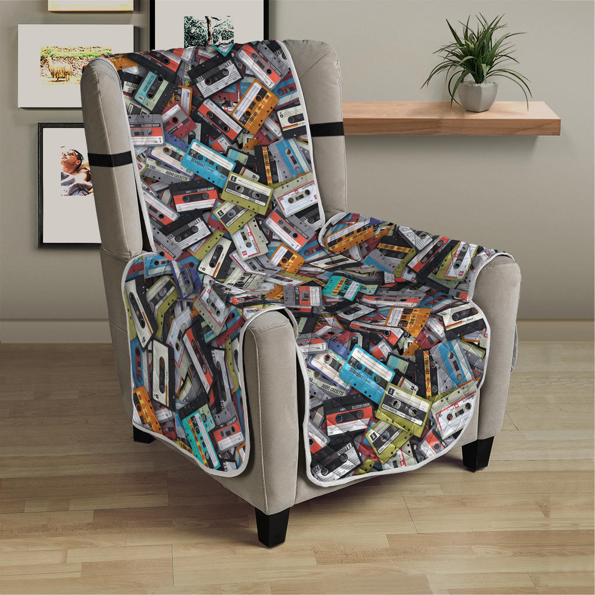 Old Cassette Tape Print Armchair Protector