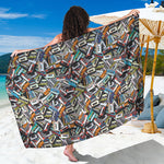 Old Cassette Tape Print Beach Sarong Wrap