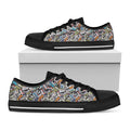 Old Cassette Tape Print Black Low Top Sneakers