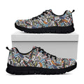 Old Cassette Tape Print Black Running Shoes