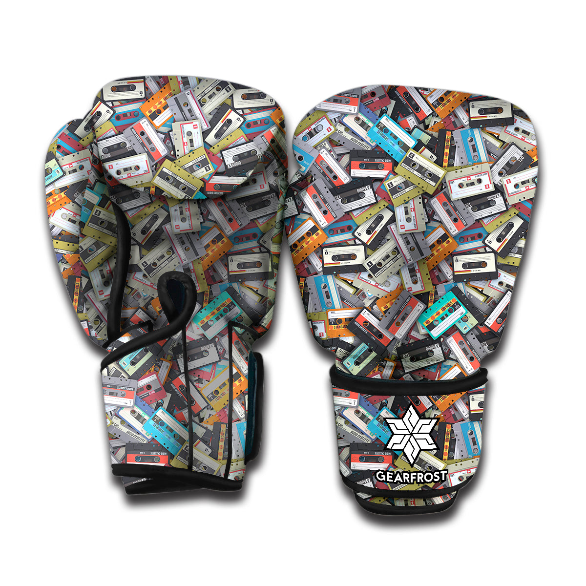 Old Cassette Tape Print Boxing Gloves