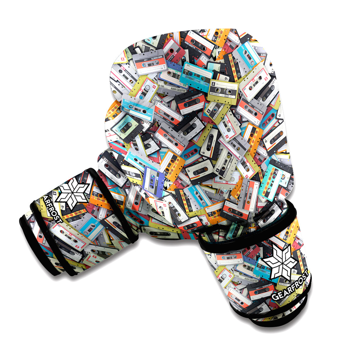 Old Cassette Tape Print Boxing Gloves