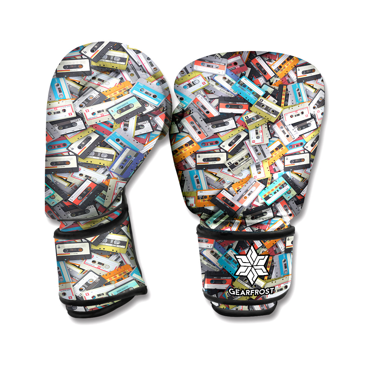 Old Cassette Tape Print Boxing Gloves