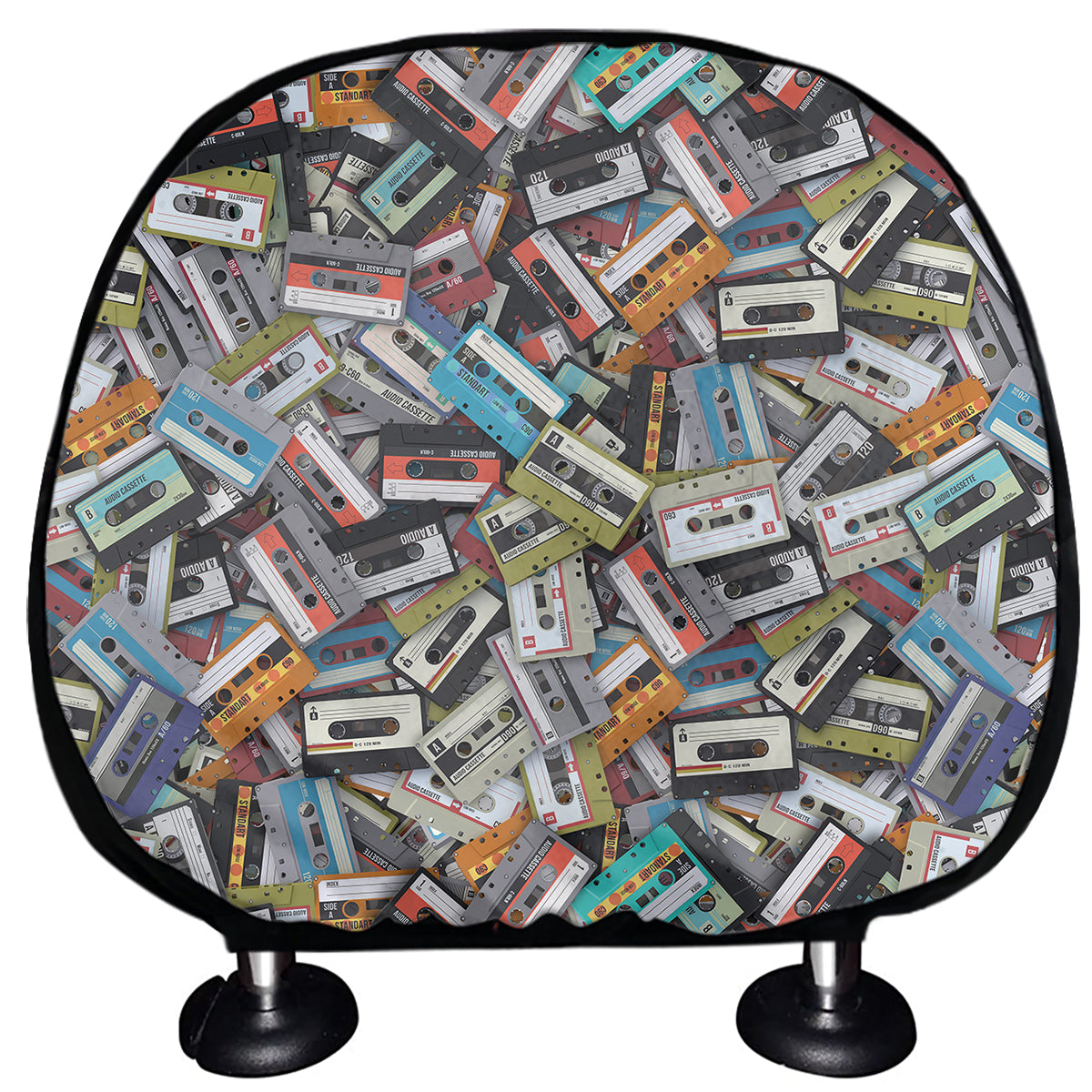 Old Cassette Tape Print Car Headrest Covers