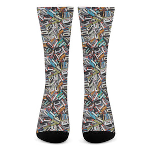 Old Cassette Tape Print Crew Socks