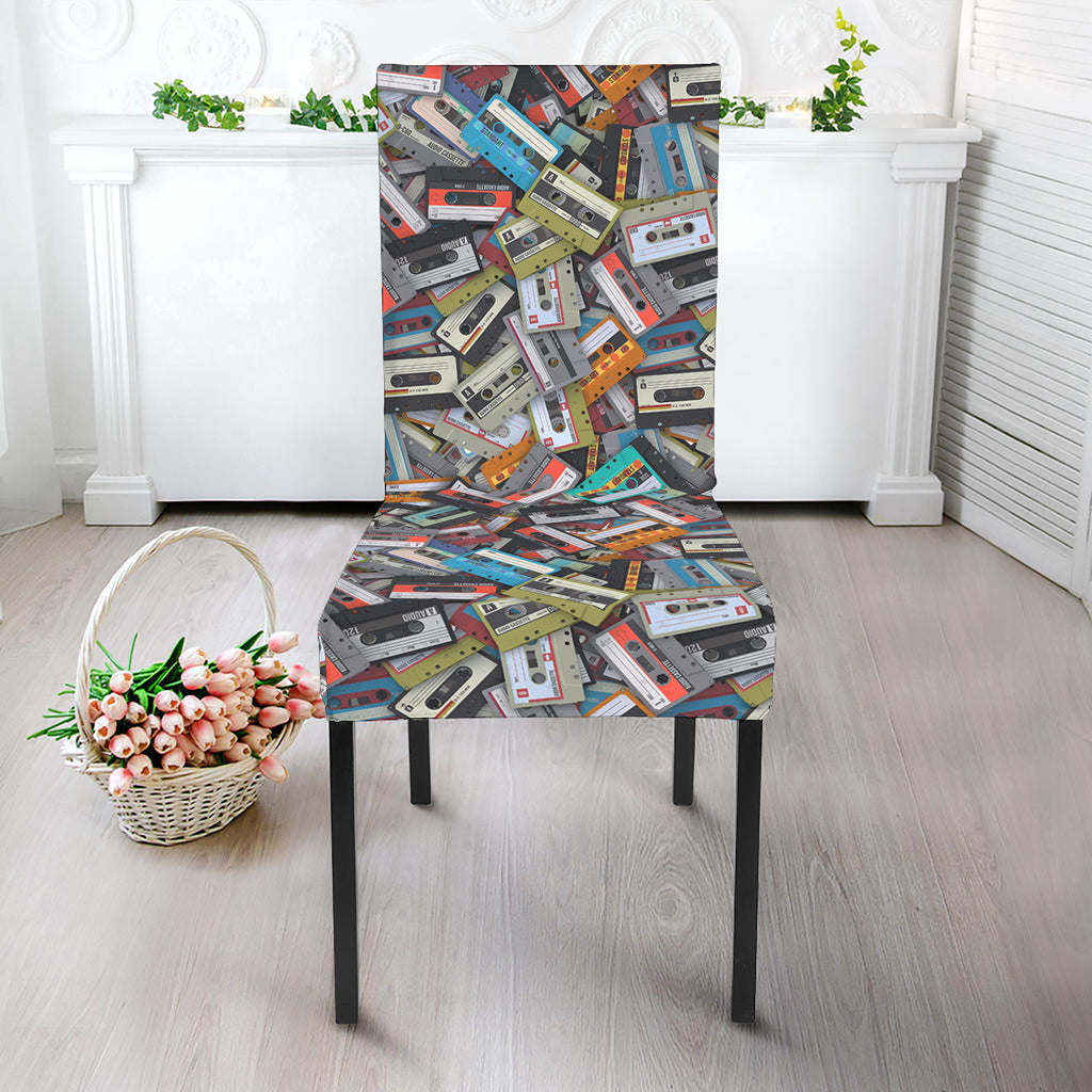 Old Cassette Tape Print Dining Chair Slipcover