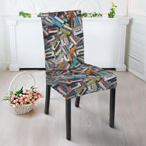 Old Cassette Tape Print Dining Chair Slipcover