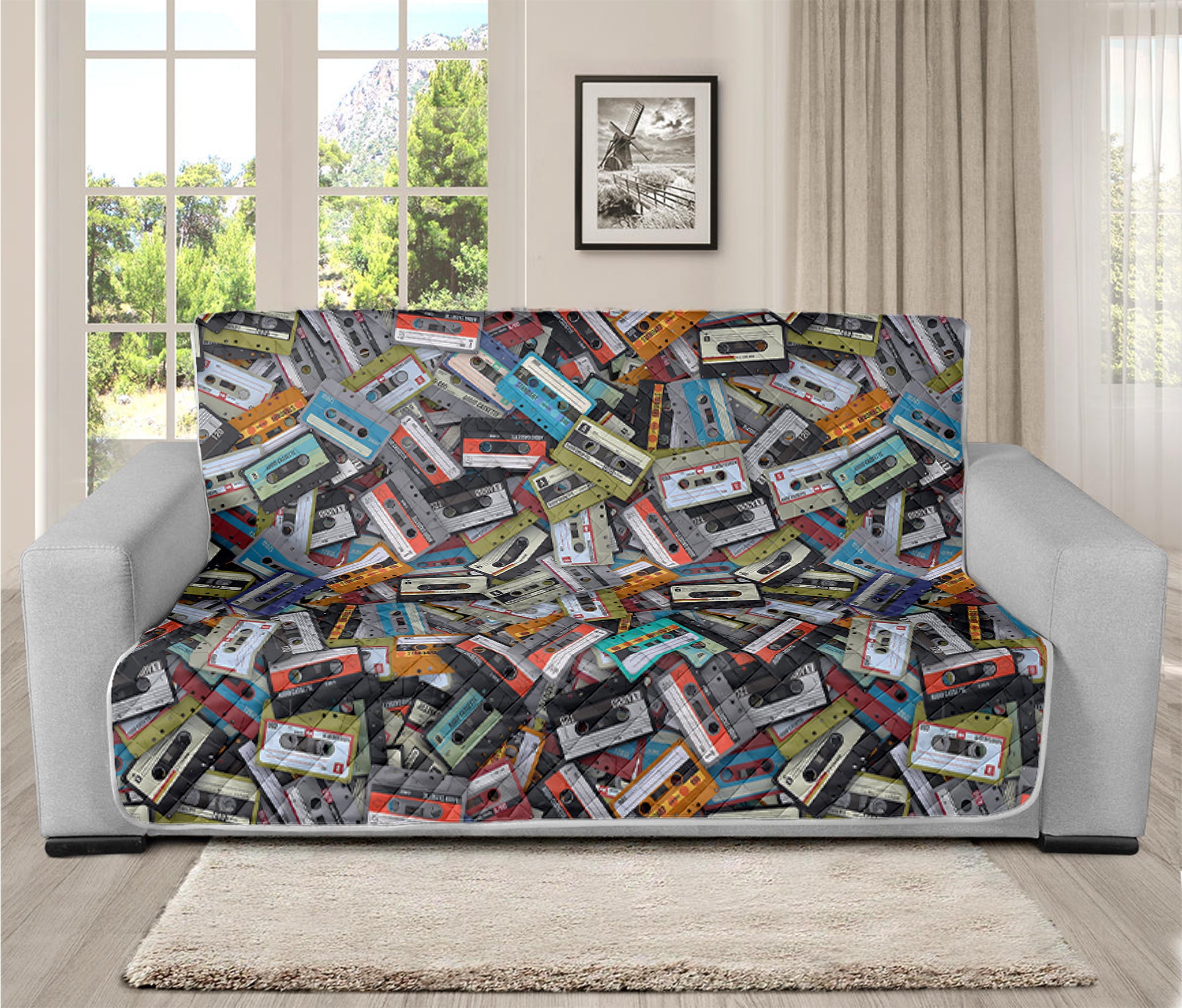 Old Cassette Tape Print Futon Protector