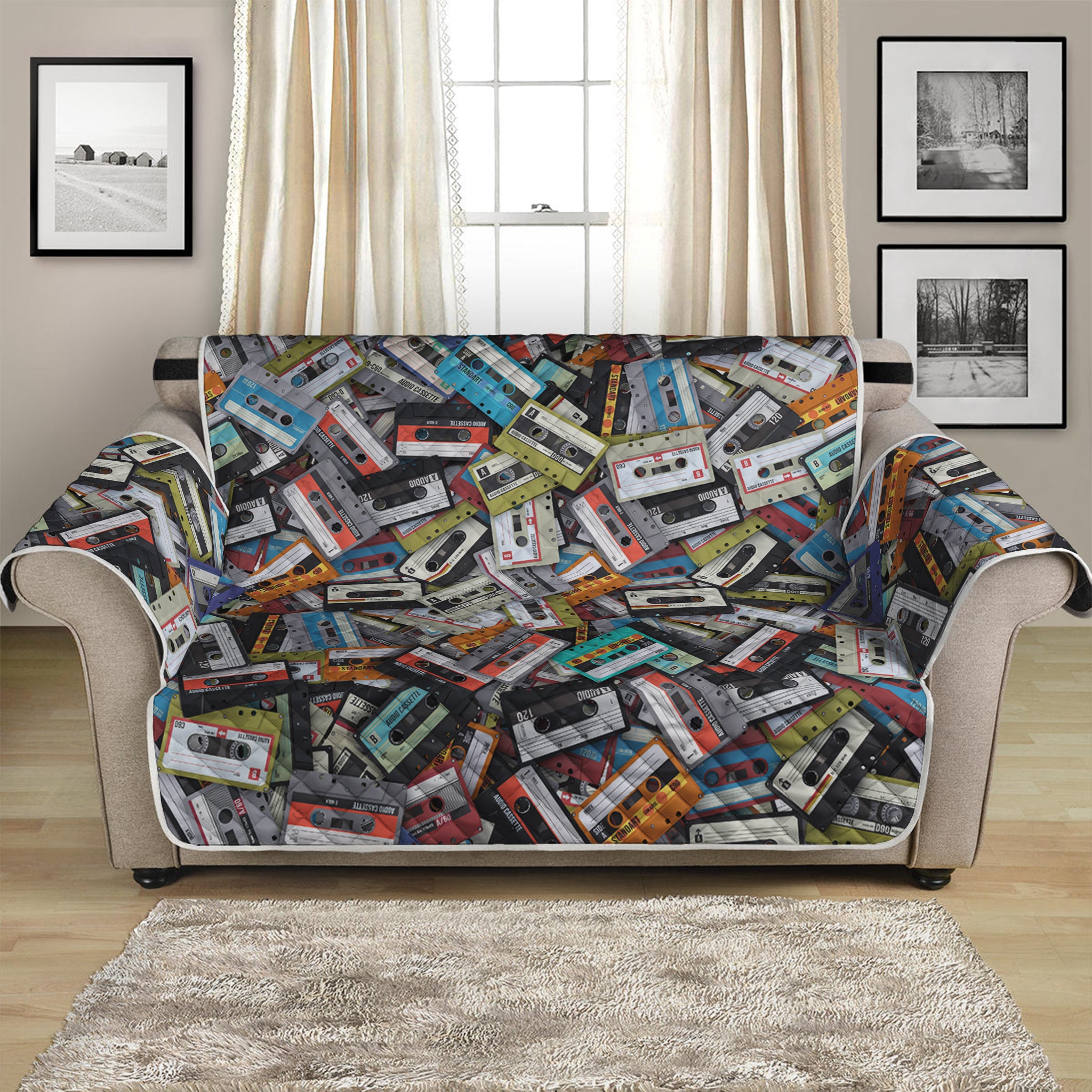 Old Cassette Tape Print Loveseat Protector