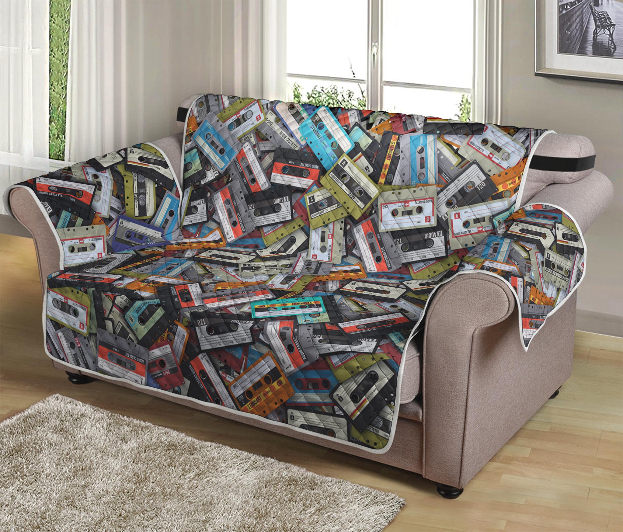 Old Cassette Tape Print Loveseat Protector