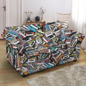 Old Cassette Tape Print Loveseat Slipcover