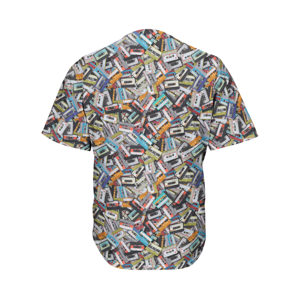 Old Cassette Tape Print Men's Baseball Jersey