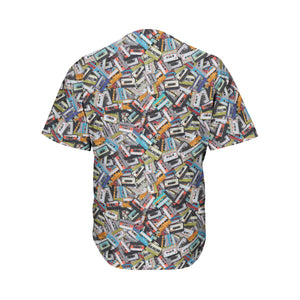 Old Cassette Tape Print Men's Baseball Jersey