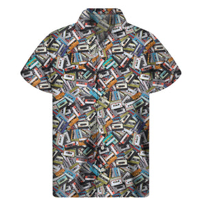 Old Cassette Tape Print Men's Short Sleeve Shirt