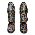 Old Cassette Tape Print Muay Thai Shin Guards