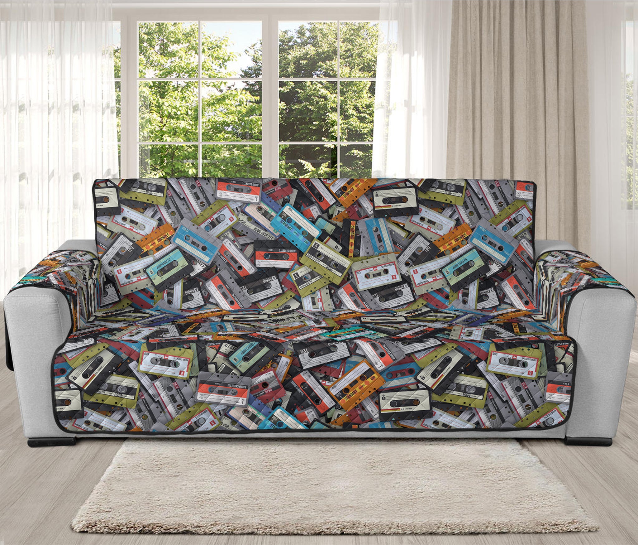 Old Cassette Tape Print Oversized Sofa Protector