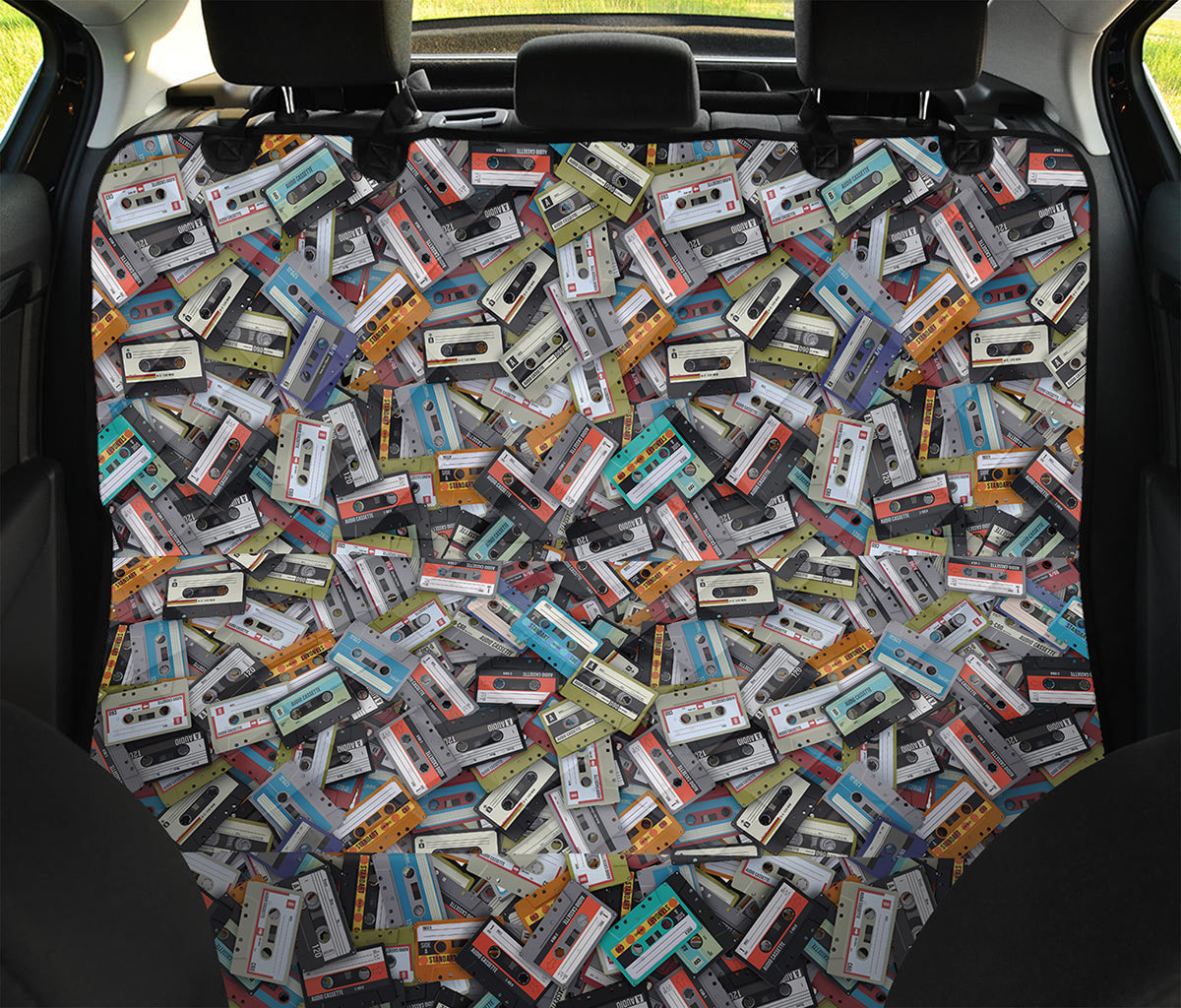 Old Cassette Tape Print Pet Car Back Seat Cover