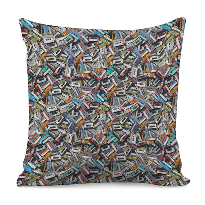 Old Cassette Tape Print Pillow Cover