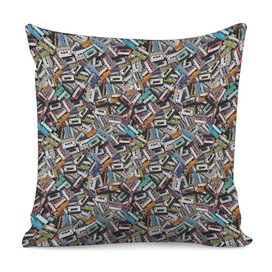 Old Cassette Tape Print Pillow Cover