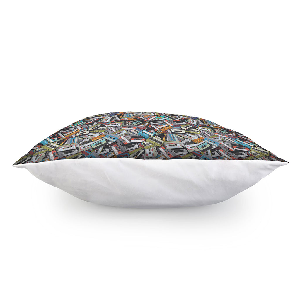 Old Cassette Tape Print Pillow Cover