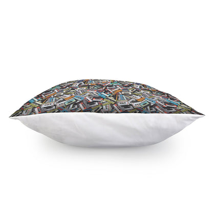 Old Cassette Tape Print Pillow Cover