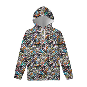 Old Cassette Tape Print Pullover Hoodie