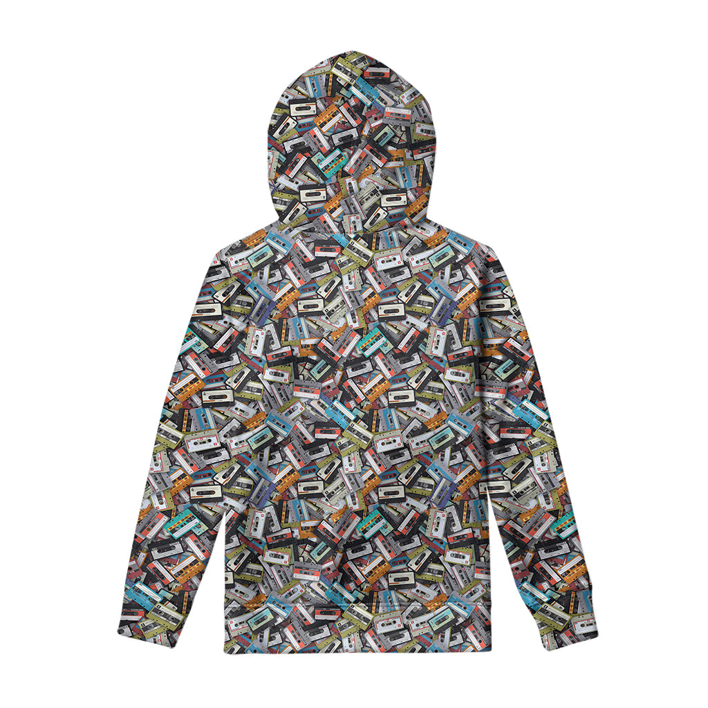 Old Cassette Tape Print Pullover Hoodie