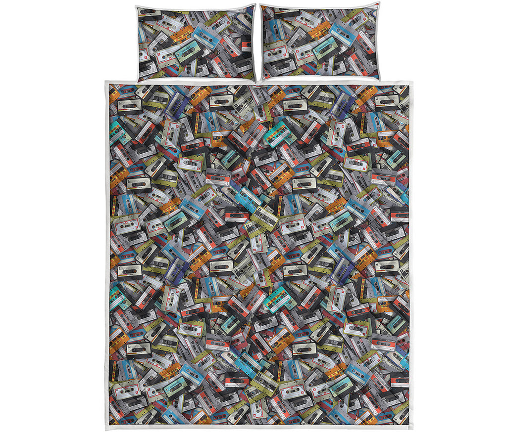 Old Cassette Tape Print Quilt Bed Set