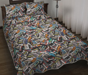 Old Cassette Tape Print Quilt Bed Set